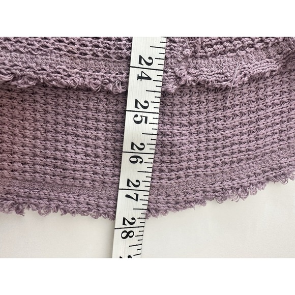 New Free People Purple Moonshine Cold Shoulder Sweater Medium Woven Knit Boho - Picture 10 of 10